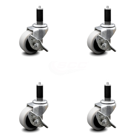 SERVICE CASTER 2 Inch Thermoplastic Wheel 1-1/8 Inch Expanding Stem Caster with Brakes, 4PK SCC-EX05S210-TPRS-SLB-118-4